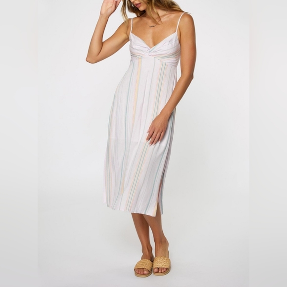 O’Neill Shay Midi Dress light pink striped long dress - Picture 1 of 5